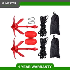 Red Folding Anchor Set×2 1.5 3.3 5.5 7.1lb For Small Boats Canoe Paddle Boards