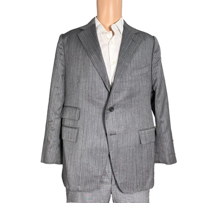 Tom Ford Gray Herringbone Wool Striped Sport Jacket blazer Suit 52S/42S men's