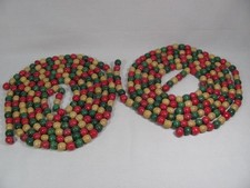 SET OF 2 VINTAGE WOOD BEAD CHRISTMAS TREE GARLANDS 16 FEET TOAL LENGTH