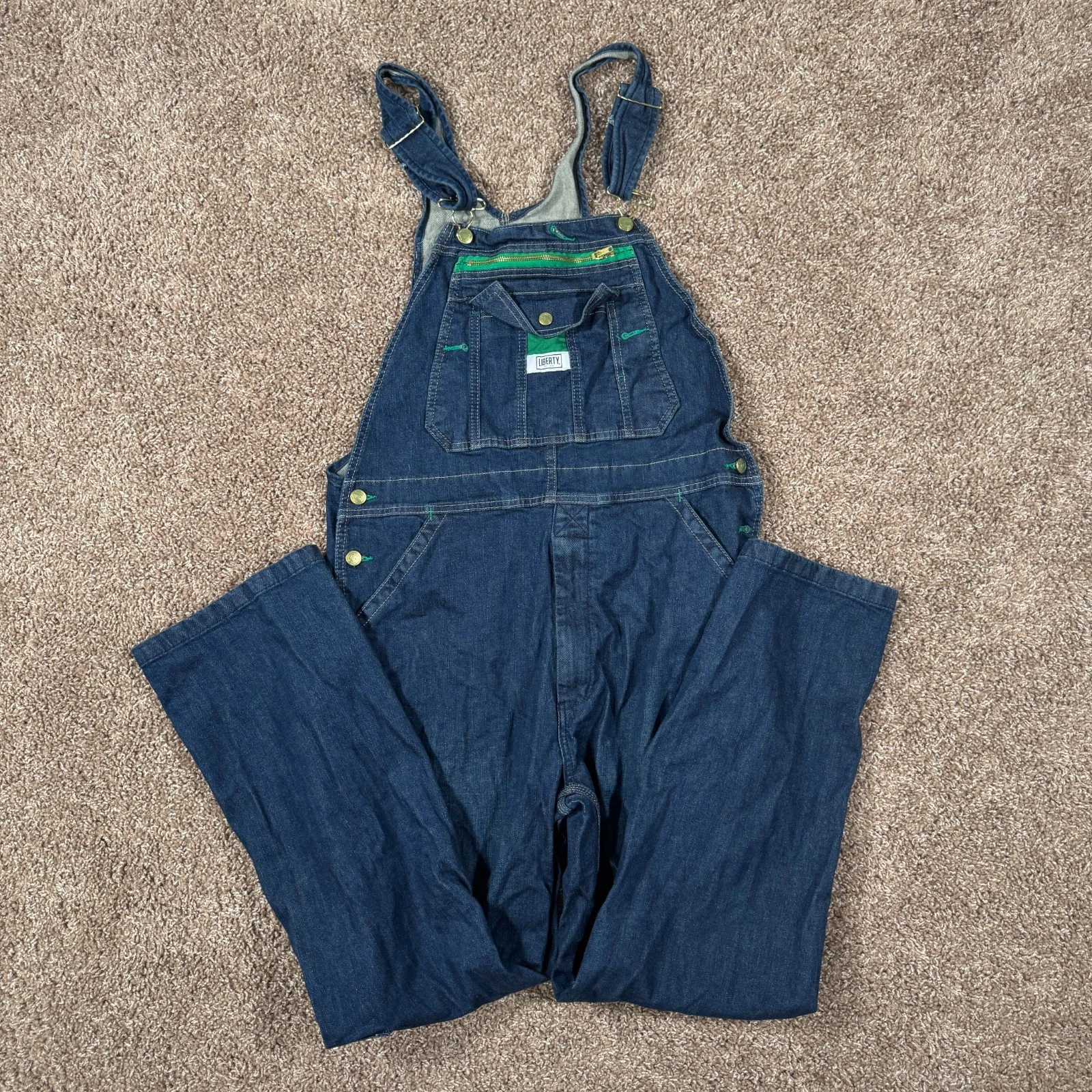 Vintage Liberty Overalls Mens 34x30 Blue Denim Bibs Work Farm Outdoor