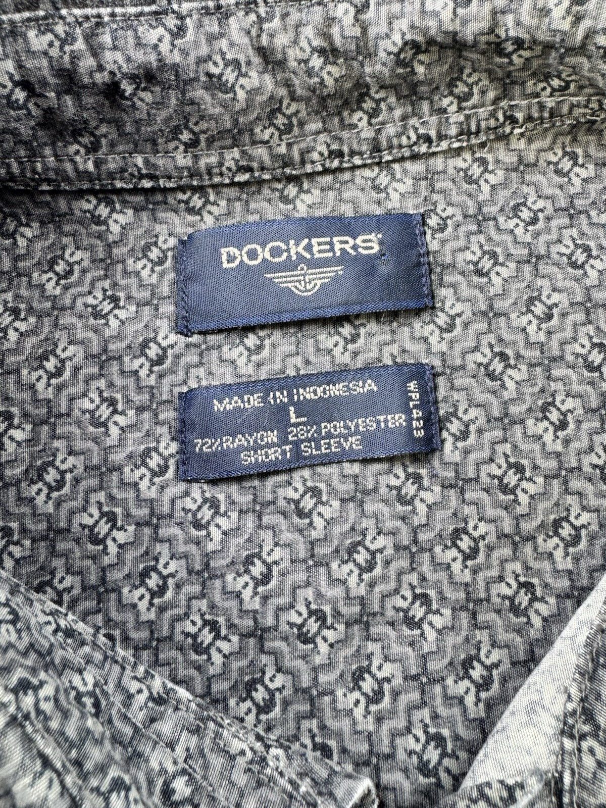 Mens Dockers Large Gray Patterned Button Down Sho… - image 7