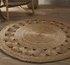 Natural Handwoven Round Rug 100% Jute Circle Boho Rug 120cm Circle