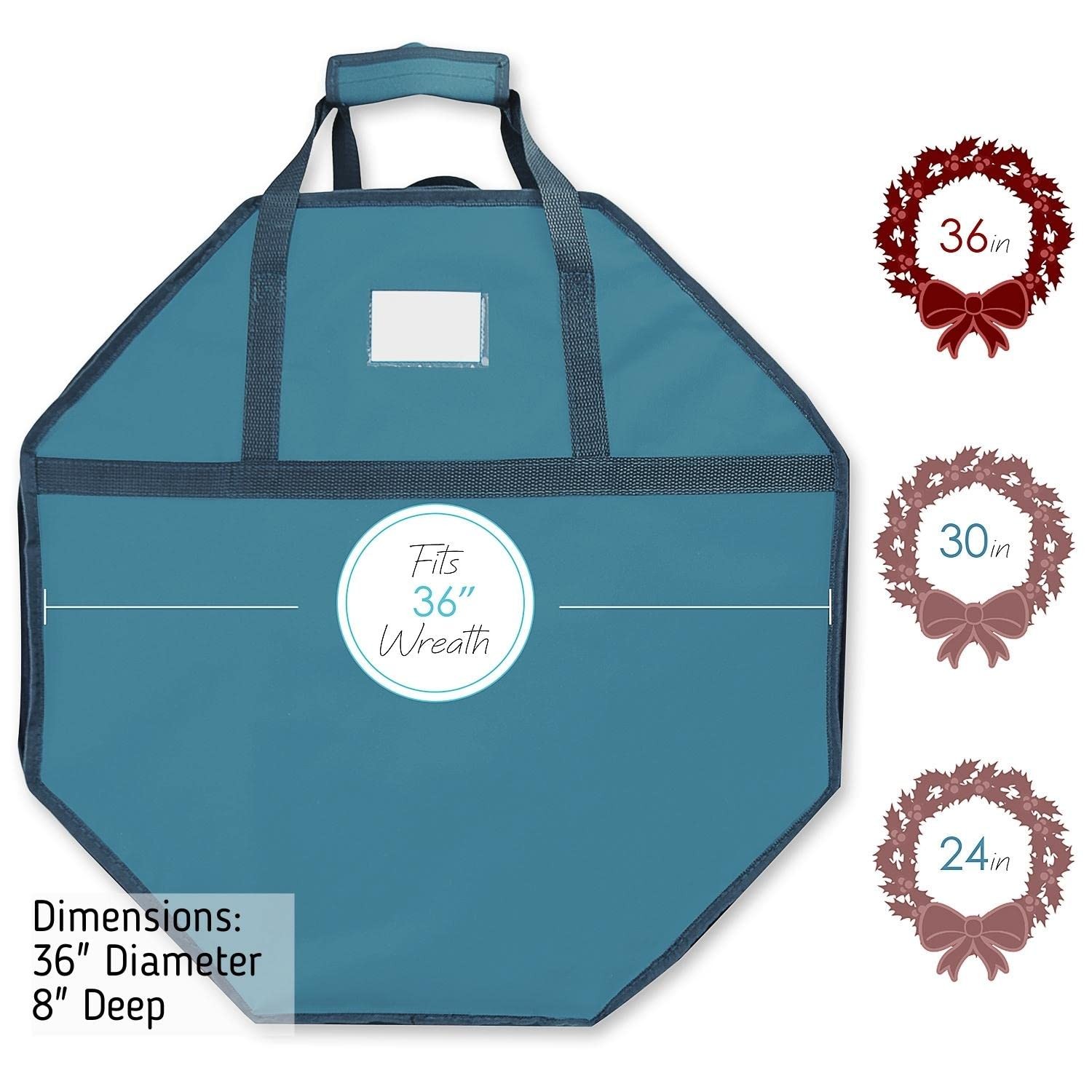 Hearth & Harbor 36" Hard Shell Christmas Wreath Storage Container Organizer Bag