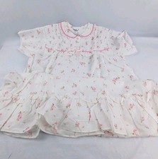 Vtg Women's Ideal Lady Nightgown Short Sleeve Mid-length White Pink Flo Size 40