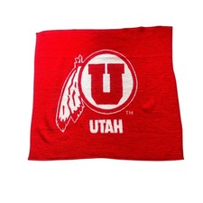Vintage Biederlack University of Utah Utes Stadium Blanket Red/White Fleece