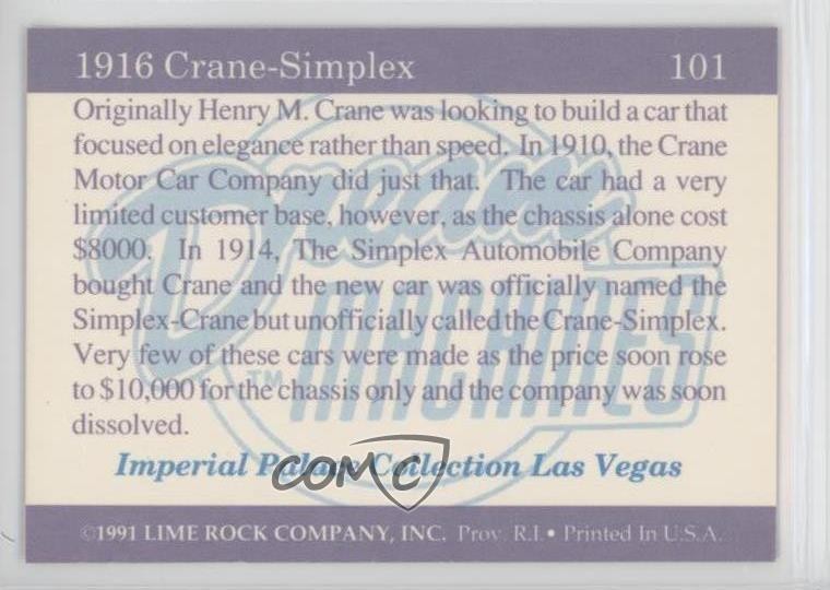 1991 Lime Rock Dream Machines 1916 Crane-Simplex #101 0c4