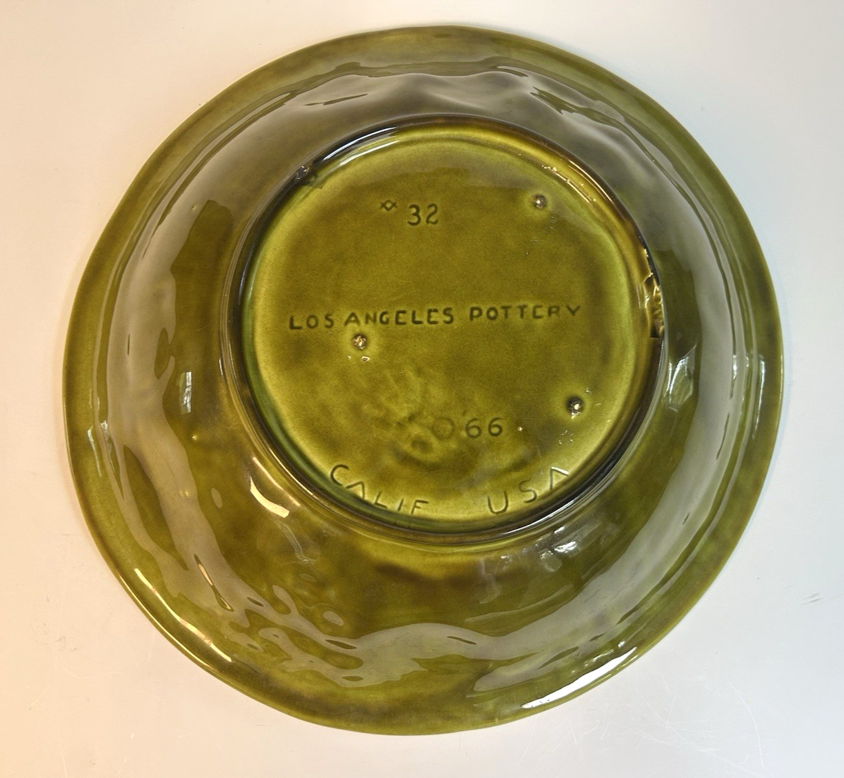 Vintage c. 1960's Los Angeles Pottery 14" LARGE Fruit Bowl w/embossed design