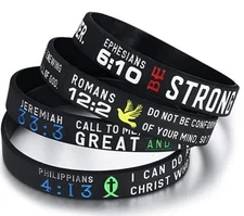 Christian Rubber Wristbands Scripture Religious Prayer Bracelet - 4 for 10