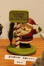 VTG Blossom Bucket: Robin Davis North Pole Santa Figurine Winter Christmas