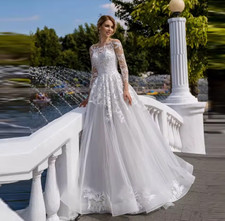 Sweetheart Collar Women Wedding Dresses Sexy Long Sleeves A-Line Bridal Gowns