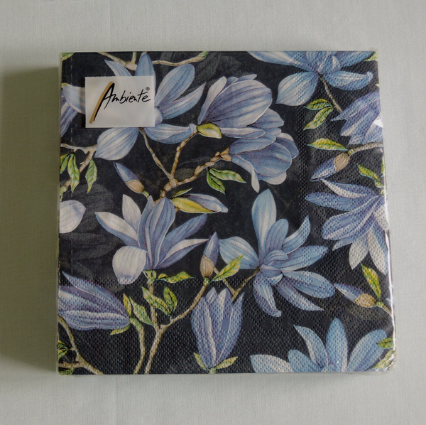 20 Servietten Magnolien Blau 1 Packung Ovp Ambiente Blumen Motivservietten Ambi-image