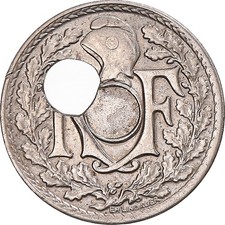 [#1069715] Coin, France, Lindauer, 5 Centimes, 1939, Paris, off-center hole, AU