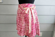 Y2K Pink Tweed Mini Skirt Ribbon Tie Waist Coquette Valentine s Day Skirt