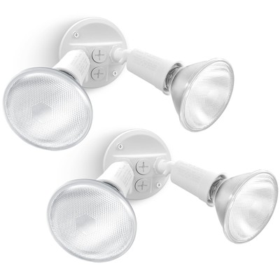 2 Pack Adjustable Twin Par Holder Outdoor Flood Lights, Switch Controlled Sec...