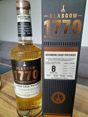 Glasgow Distillery Lightly Peated 8yo Bourbon Cask Matured, Small Batch 54% Alc.