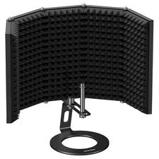 Microphone Isolation Shield, Foldable Mic Shield with Triple Sound Insulation,