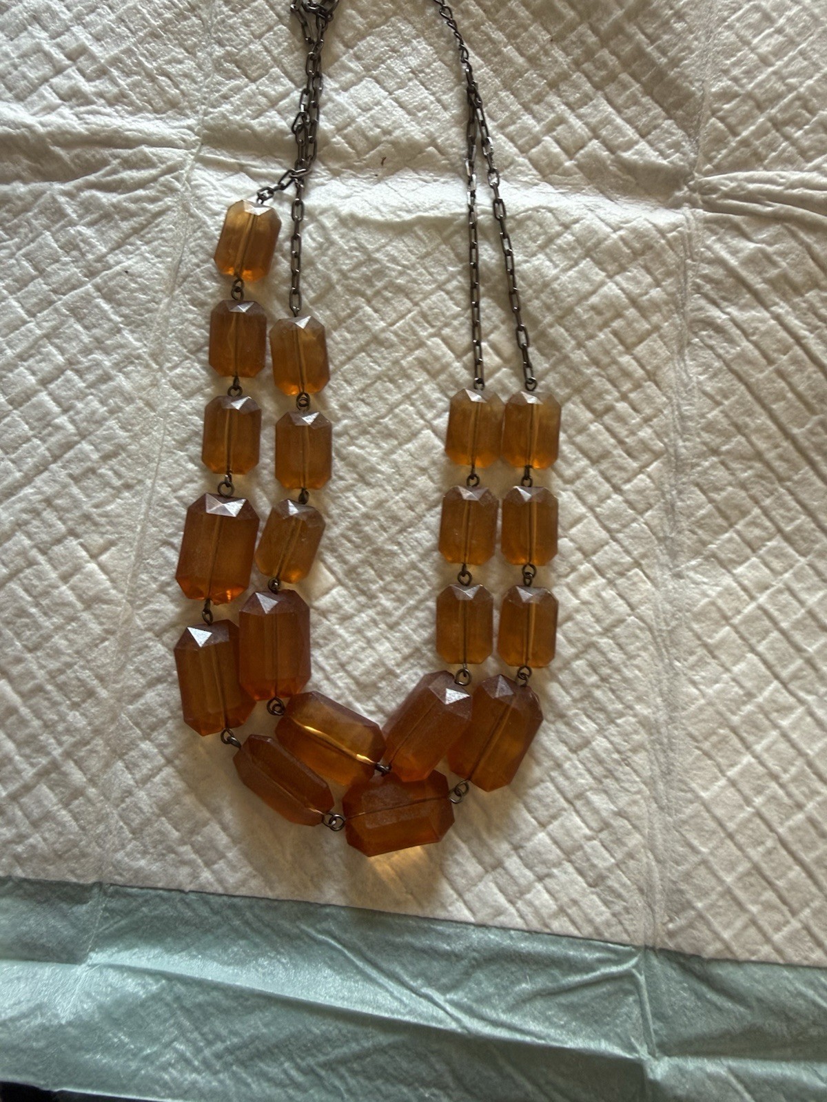 Brown Beaded Statement Plastic Necklace with Cabl… - image 6