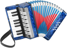 17 Key Piano Accordion, 8 Bass Kids Accordion, Celluloid Body, Metal Cover Accor