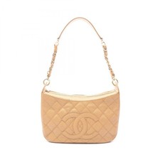 CHANEL Matelass Shoulder Bag Bag Calf (Cow Leather) Beige Used from JAPAN