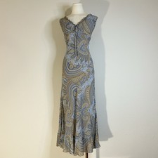 90s Y2K Bias Cut Babydoll Maxi Dress Fairy Phoebe Buffay 40-42 Inch Bust Blue 