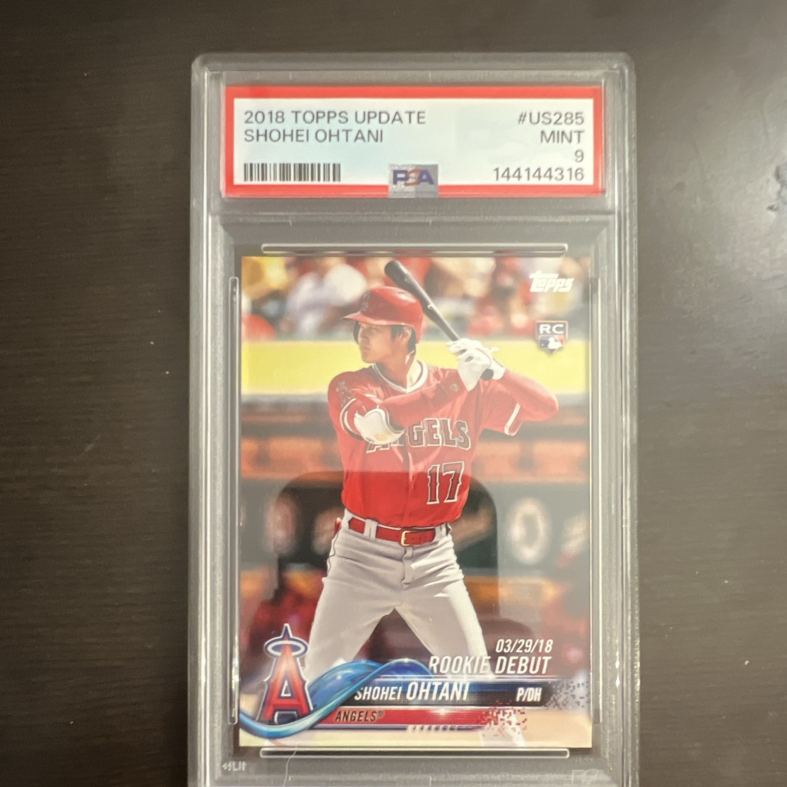 Topps 2018 Update Series Shohei Ohtani Angels #US285 RC Rookie Debut PSA 9