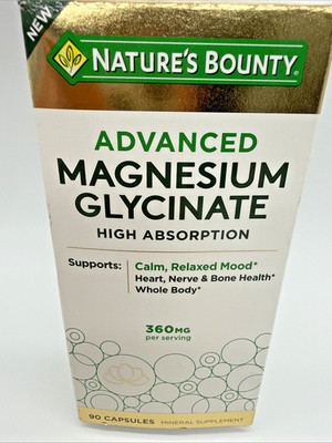 Nature's Bounty Advanced Magnesium Glycinate 360 mg 90 Caps exp 09/27