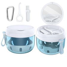 Denture Bath Box Cup, Leak Proof Denture Cup Kit Portable Retainer Case for T...