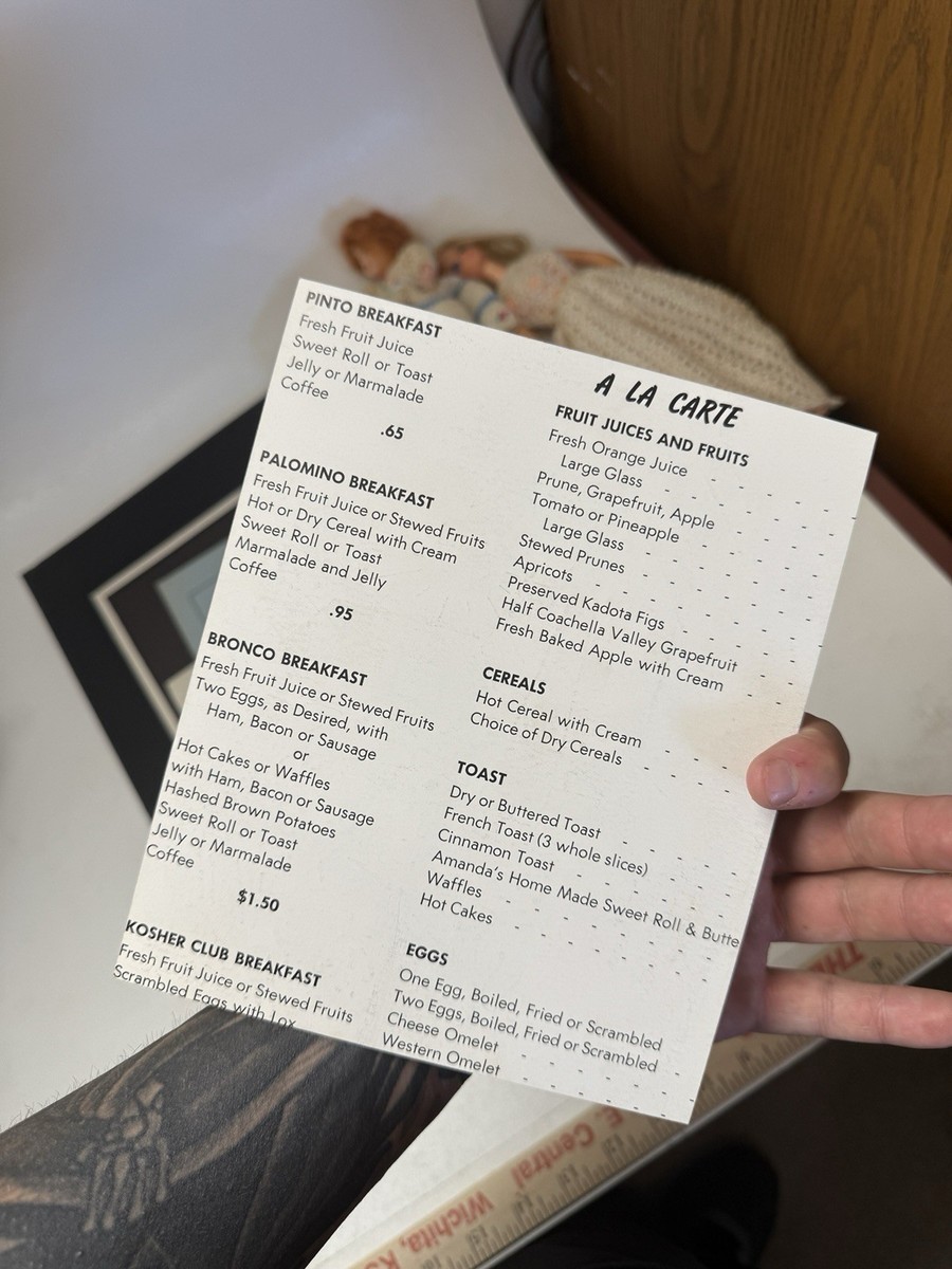 Vintage 1950s Mid-Century Restaurant Menu Card – Breakfast Menu