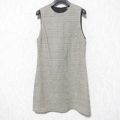 Alice+Olivia Houndstooth Stretch Sleeveless Dress, 0, Beige Brown Women USED