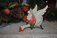 VTG  1992 House of Hatten Folk Art Santa Elf Rides a Goose D, Calla 8"L ORNAMENT