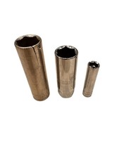 Halfords Advanced 6 Pt Deep Socket Set 8mm 10mm 16mm 1/4 3/8 1/2 Drive - 3 Pcs