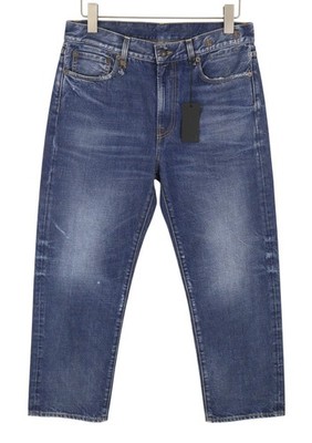R13 Boyfriend Women Jeans 27 Bowery Indigo Whiskers Faded Cropped Blue PF26 *