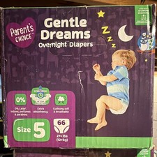 Parent's Choice Gentle Dreams Overnight Diapers Size 5, 66 Count, 27 lbs