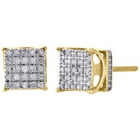 JFL 10K Gelbgold Runde Diamant-CrüCken 4-Prong Quadrat Ohrstecker 0,15 CT
