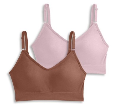 Jockey Set of 2 Seamfree Back Smoothing Cami Strap Bras Almond/PnkShadw M New