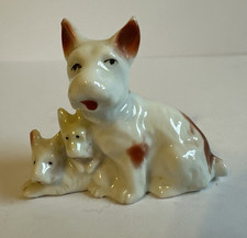 Vintage Ceramic Scottie Dog Terrier With Pups Figurine Made In Japan