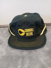 Cargill Seeds Patch Winter Hat Cap Black Ear Flaps Vintage 7 3/8" large