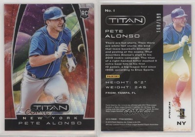 2019 Panini Chronicles Titan Ruby Wave Prizm /199 Pete Alonso #1 Rookie RC