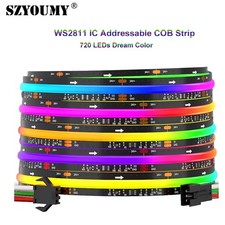 WS2811 Addressable 630LEDs Dream Color RGB IC COB LED Light Strip 10mm 12V 24V