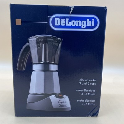 DeLonghi EMK-6 Alicia Electric Moka Pot Espresso Coffee Maker 3-6 Cup New READ!