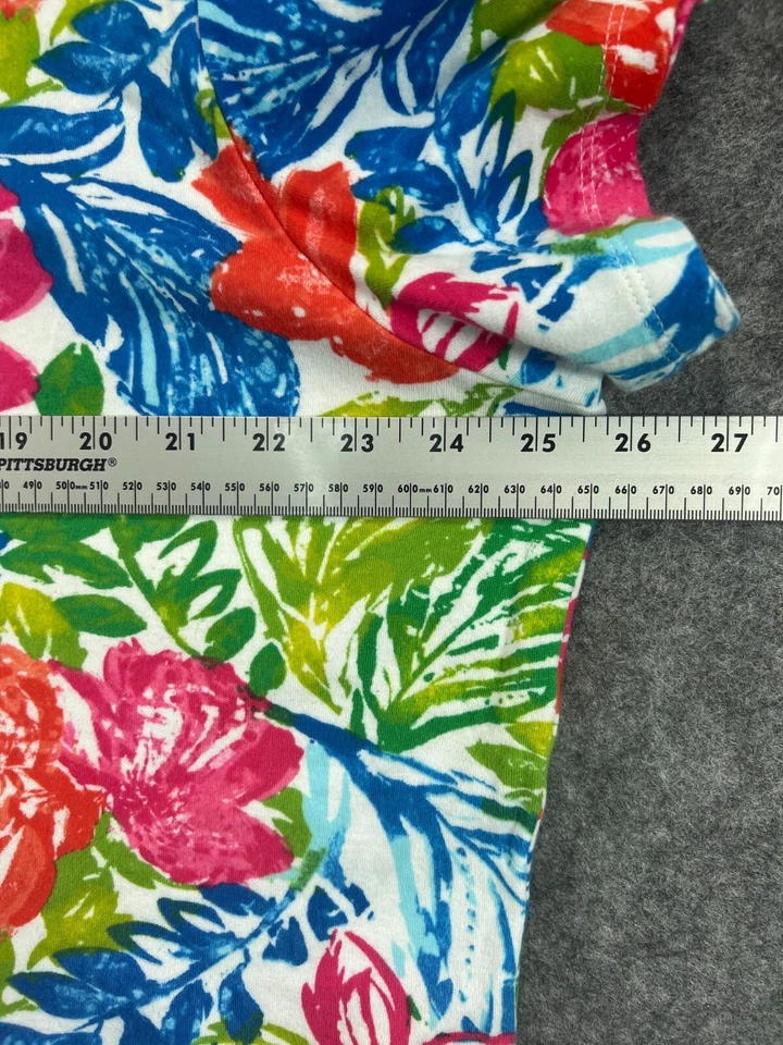Camisa Deportiva Anne Klein Para Mujer Plus 1X Blanca Multicolor Floral Top Blusa Informal Foto 2 de 4