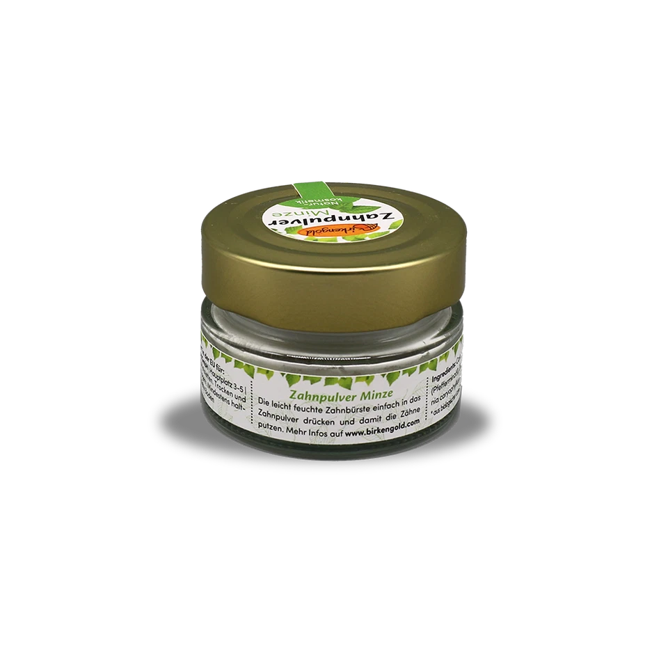 Birkengold Zahnpulver Zahnputzpulver Minze 30g im Glas fluoridfrei ohne Fluorid
