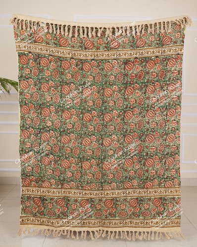 Indian Soft Cotton Throws Blankets for Sofas Hand Loom Hand Block Printed Throws - Picture 6 of 37