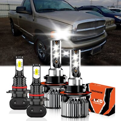 For Dodge Ram 5500 2008-2010 4Pcs LED Headlight Bulb High/Low Beam Fog Light Kit