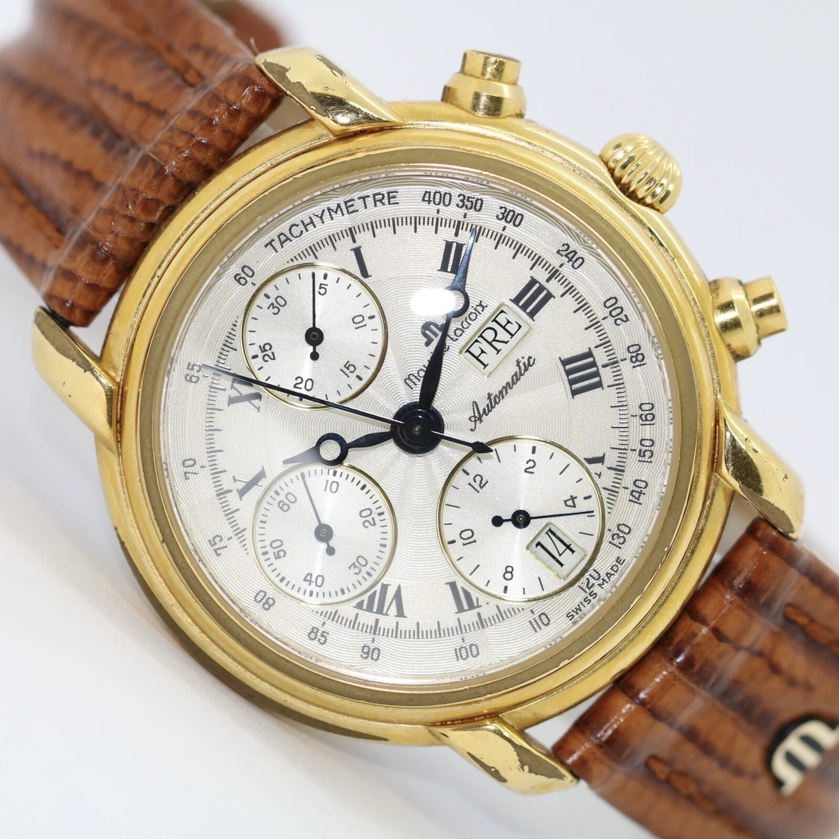 Maurice Lacroix Croneo Day Date Chronograph Herrenuhr Leder Ref 