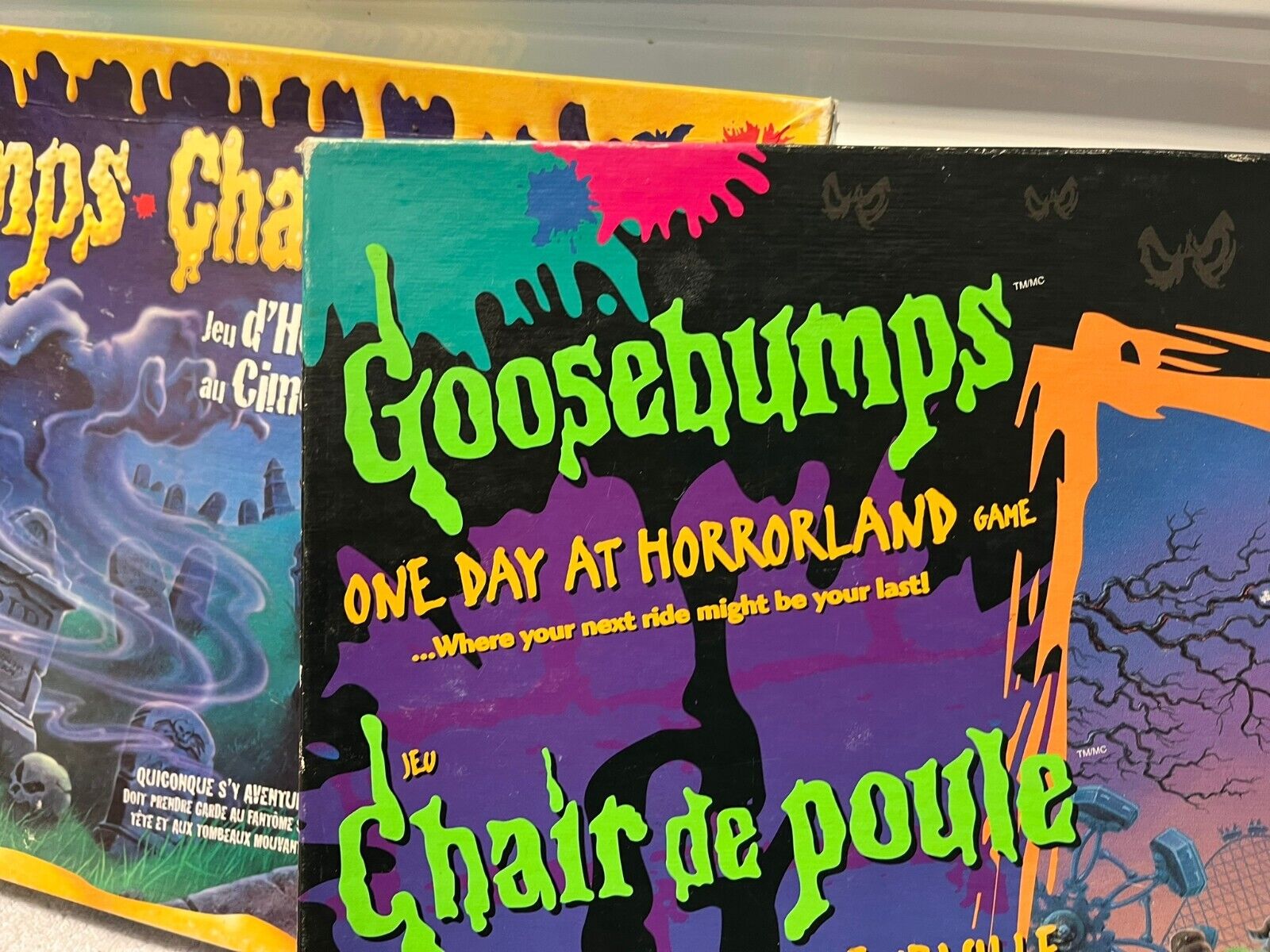 LOT OF 4 VINTAGE Goosebumps One Day At Horrorland Board Game  1996 Complete