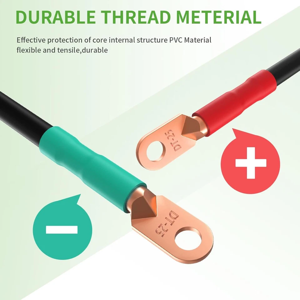 Cables de batería de carro de golf 4 AWG de 25 pulgadas para Yamaha EZGO Club Car motocicleta ATV Foto 3 de 4