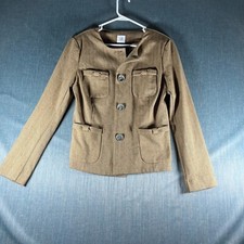 Cabi Womens Penny Blazer Jacket Size S Brown Herringbone Cotton Stretch Pockets