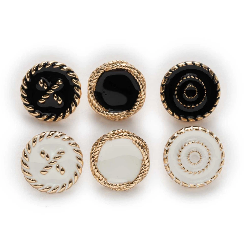 5pcs Enamel Circle Retro Metal Shank Button Sewing Decor Accessories Coat Jacket - Image 2 of 3
