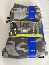 Lee Youth 2-Pack Fleece Jogger Rugged Knee Black Camo Size L 14-16 Zipper Pocket